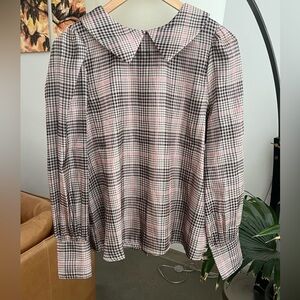 En Saison Plaid Collared Blouse